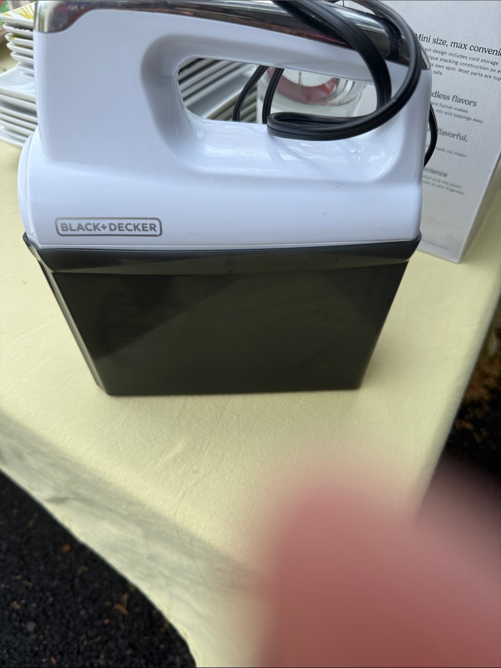 Black & Decker White and Black Hand Mixer with Removable Bowl